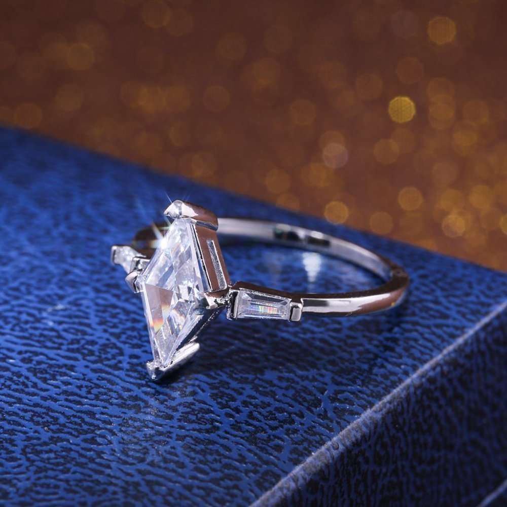 🍂   925 Silver Plated Dainty CZ Crystal Ring for Women, FB16FA1136 - Picture 3 of 7